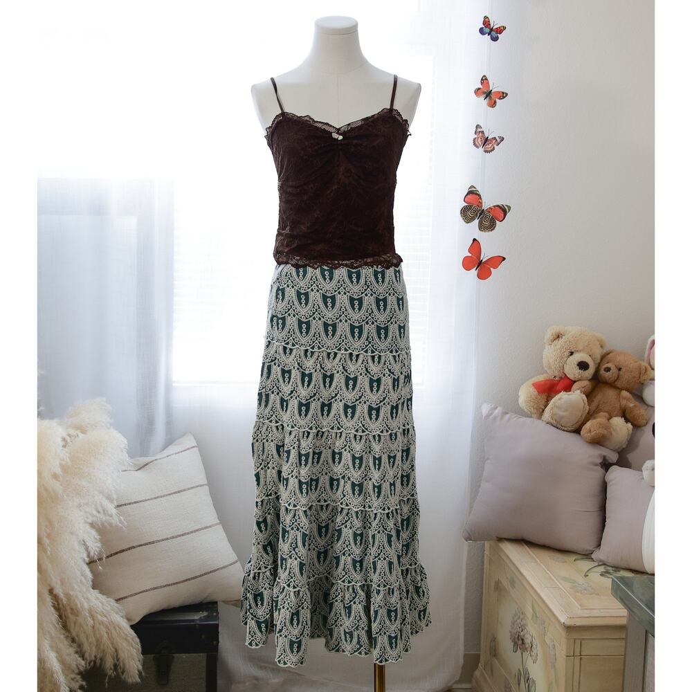 laffaire Embroidery crochet Maxi skirt size S